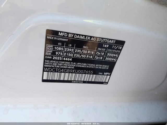 2019 MERCEDES-BENZ GLA 250 WDCTG4GB9KU007655 Photo 8