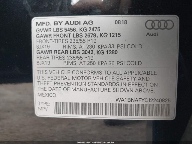 2018 AUDI Q5 WA1BNAFY0J2240825 Photo 8