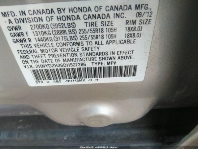 2013 ACURA MDX 2HNYD2H36DH507286 Photo 8