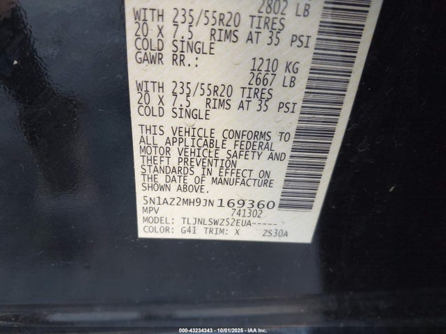 5N1AZ2MH9JN169360 Nissan 2018