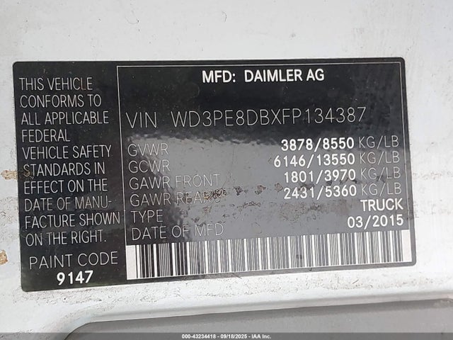 WD3PE8DBXFP134387 Mercedes-Benz Sprinter
