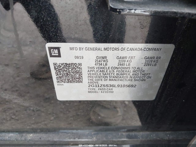 2G11Z5S36L9105692 Chevrolet Impala Fwd Lt