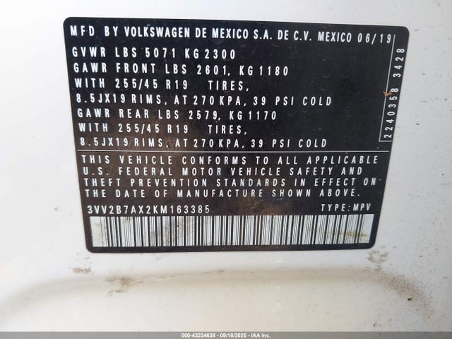 Volkswagen 2019 2019 3VV2B7AX2KM163385 Image 9