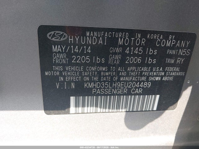 KMHD35LH9EU204489 Hyundai dohc gdi nu