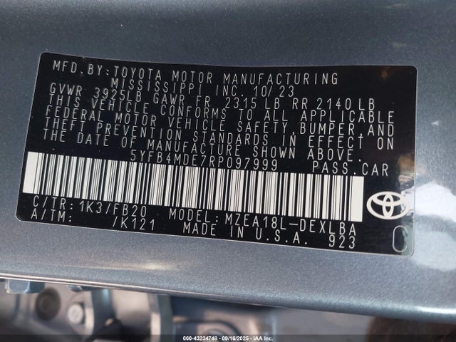 Toyota COROLLA LE 2024 5YFB4MDE7RP097999 Image 9