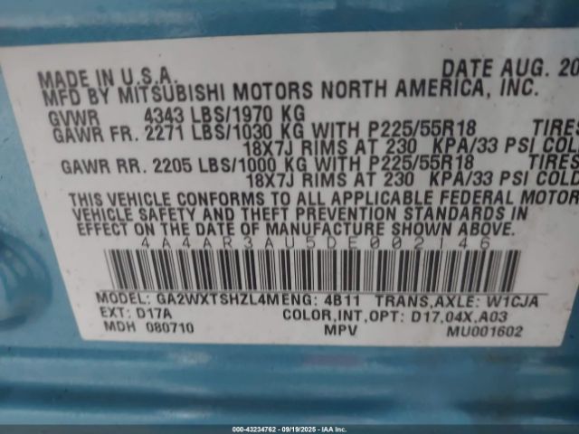 2013 MITSUBISHI OUTLANDER SPORT 4A4AR3AU5DE002146 Photo 8