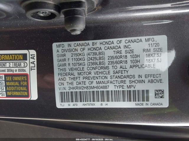 Honda l15be 2021 2HKRW2H83MH604887 Image 9