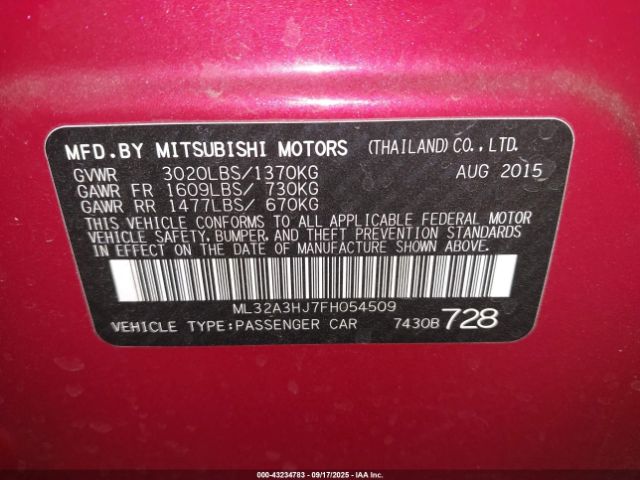 2015 MITSUBISHI MIRAGE ML32A3HJ7FH054509 Photo 8