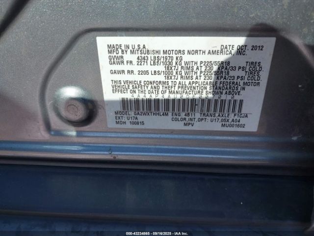 2013 MITSUBISHI OUTLANDER SPORT 4A4AP4AU0DE007010 Photo 8