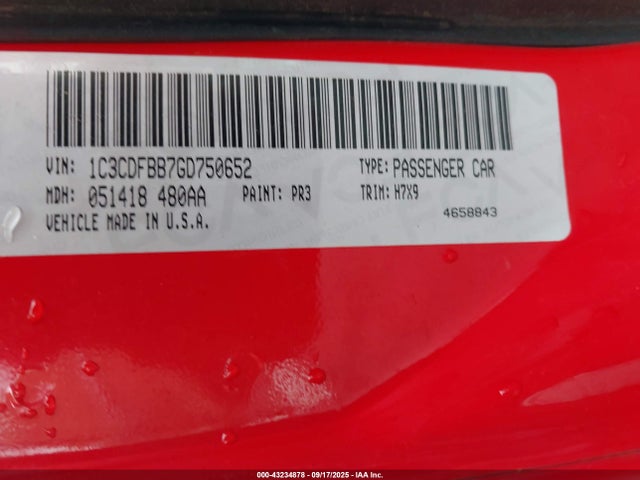 1C3CDFBB7GD750652 Dodge Dart