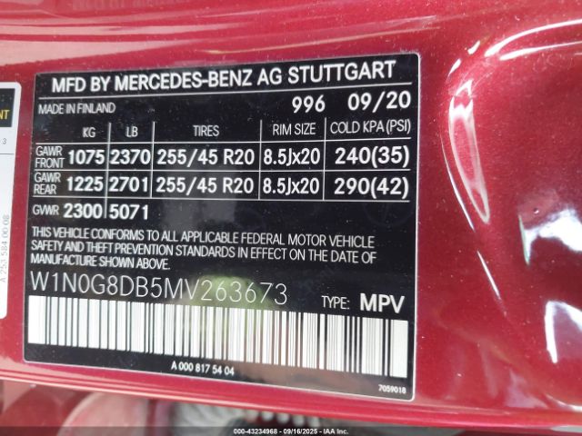 2021 MERCEDES-BENZ GLC W1N0G8DB5MV263673 Photo 8