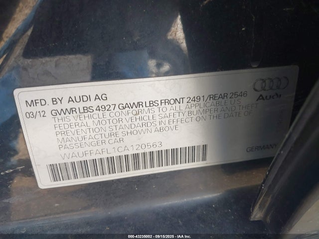2012 AUDI A4 WAUFFAFL1CA120563 Photo 8