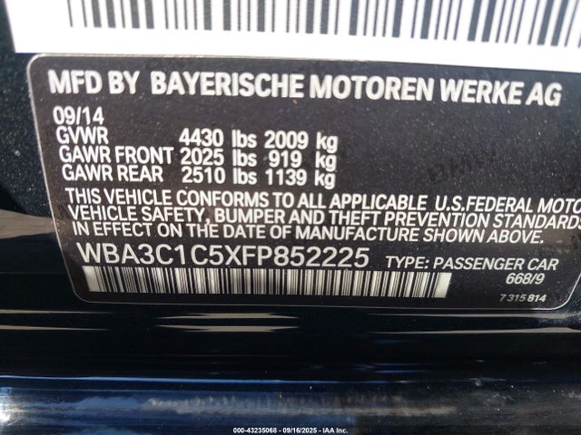 WBA3C1C5XFP852225 BMW 328I