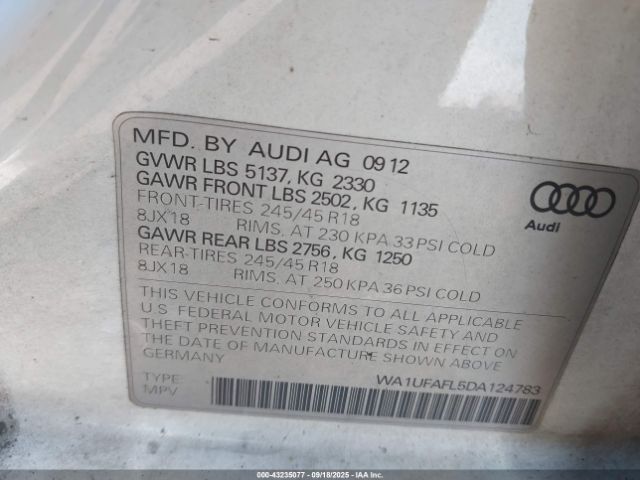 2013 AUDI ALLROAD WA1UFAFL5DA124783 Photo 8