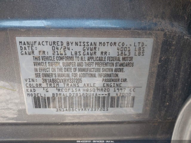 Nissan Sentra 2024 3N1AB8CVXRY337205 Image 9