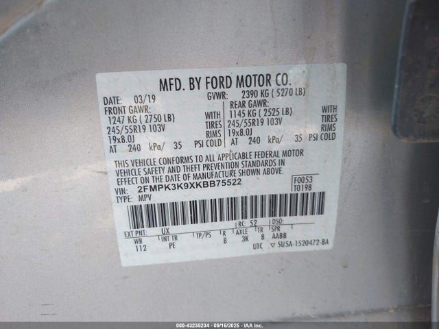 2019 FORD EDGE 2FMPK3K9XKBB75522 Photo 8