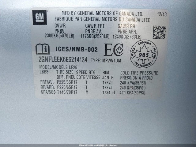 2014 CHEVROLET EQUINOX 2GNFLEEK6E6214134 Photo 8
