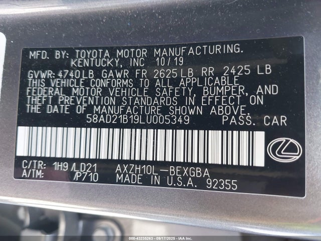 Lexus a25a-fxs, 3nm 2020 58AD21B19LU005349 Image 9