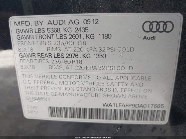 2013 AUDI Q5 WA1LFAFP9DA017685 Photo 8