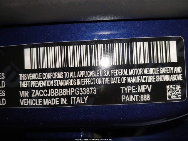 ZACCJBBB8HPG33873 Jeep Renegade