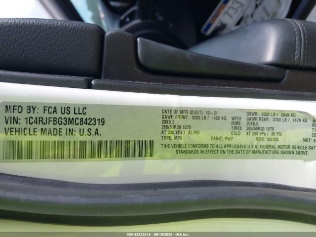 2021 JEEP GRAND CHEROKEE 1C4RJFBG3MC842319 Photo 8