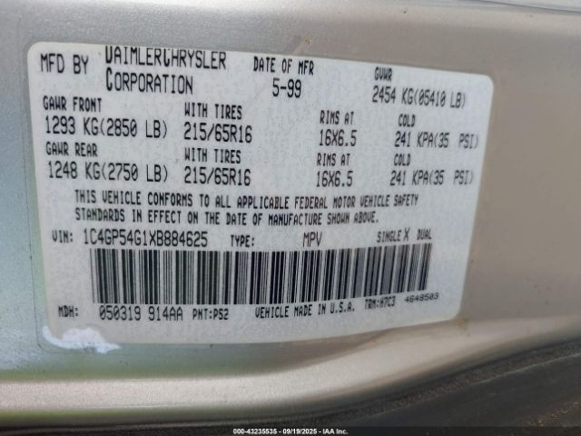 1999 CHRYSLER TOWN & COUNTRY 1C4GP54G1XB884625 Photo 8