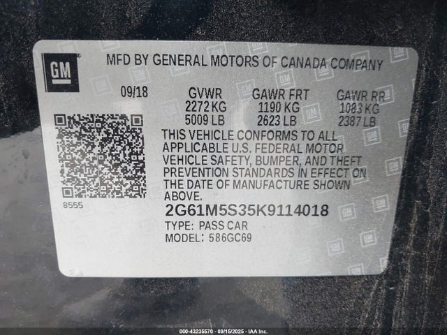 2019 CADILLAC XTS 2G61M5S35K9114018 Photo 8