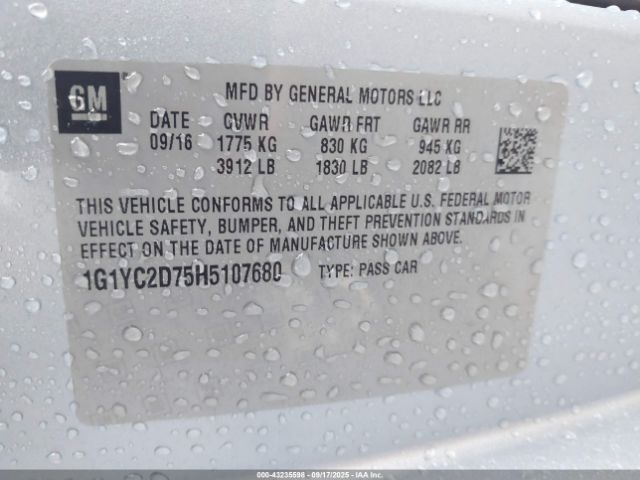 2017 CHEVROLET CORVETTE 1G1YC2D75H5107680 Photo 8