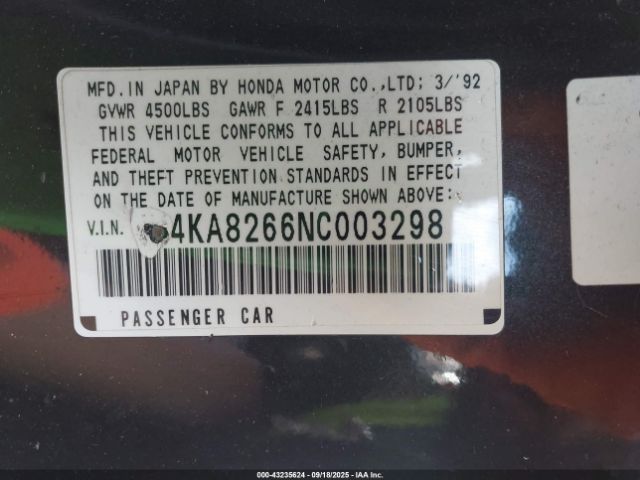 1992 ACURA LEGEND JH4KA8266NC003298 Photo 8