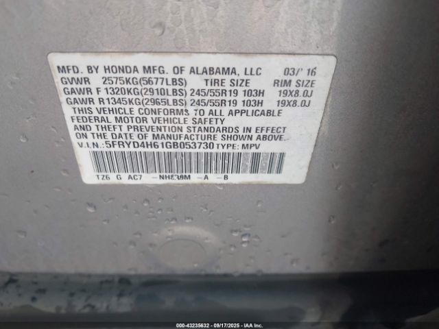 2016 ACURA MDX 5FRYD4H61GB053730 Photo 8