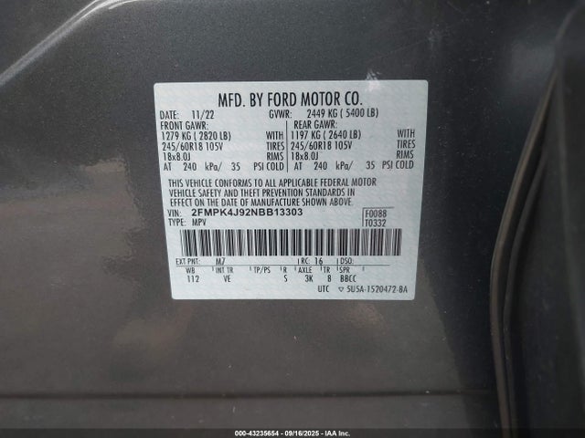 Ford gtdi 2022 2FMPK4J92NBB13303 Image 9