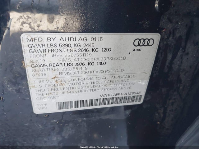 2015 AUDI Q5 WA1LFAFP1FA129948 Photo 8