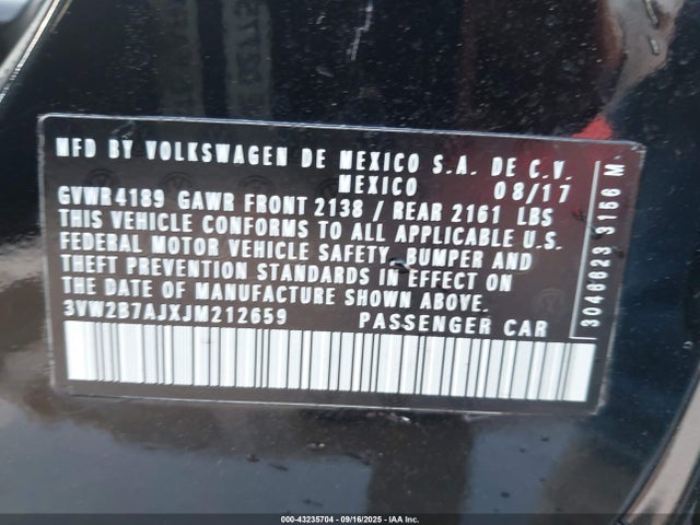 3VW2B7AJXJM212659 Volkswagen tsi