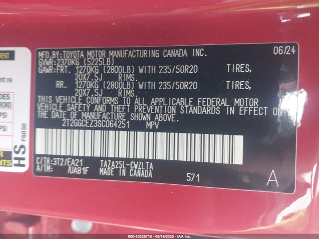 2T2GGCEZ3SC064251 Lexus t24a-fts