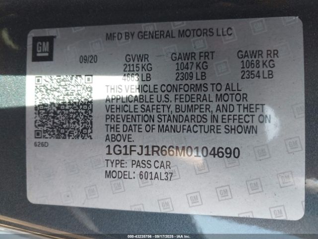 2021 CHEVROLET CAMARO 1G1FJ1R66M0104690 Photo 8