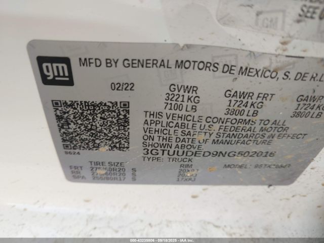 2022 GMC SIERRA 1500 3GTUUDED9NG502016 Photo 8