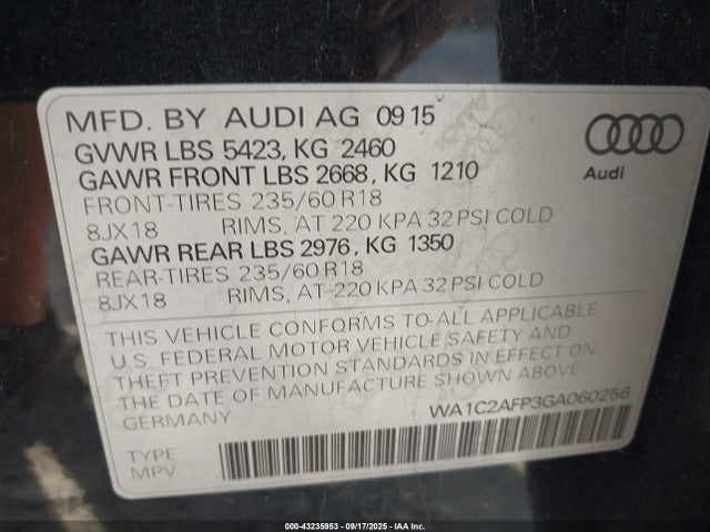 2016 AUDI Q5 WA1C2AFP3GA060256 Photo 8