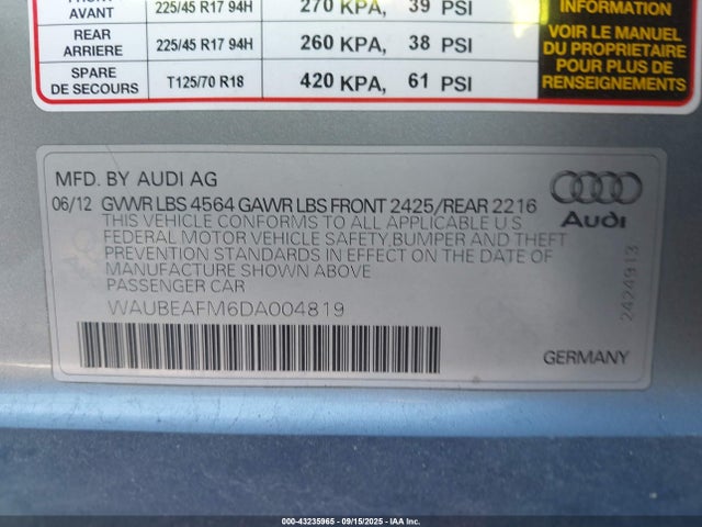 2013 AUDI A3 WAUBEAFM6DA004819 Photo 8