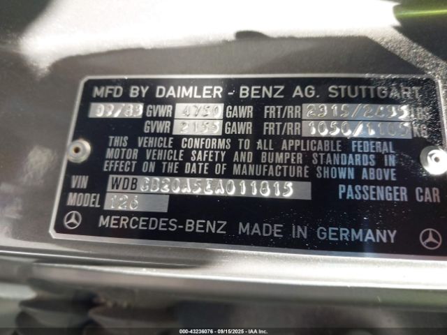 1984 MERCEDES-BENZ 300 WDBCB20A5EA011815 Photo 8