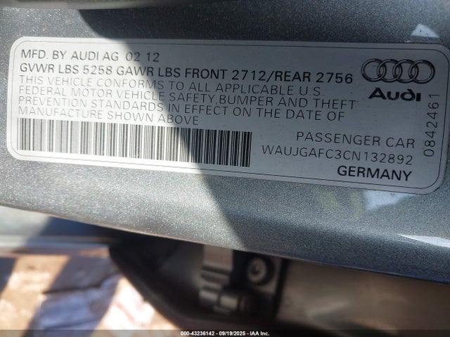 2012 AUDI A6 WAUJGAFC3CN132892 Photo 8