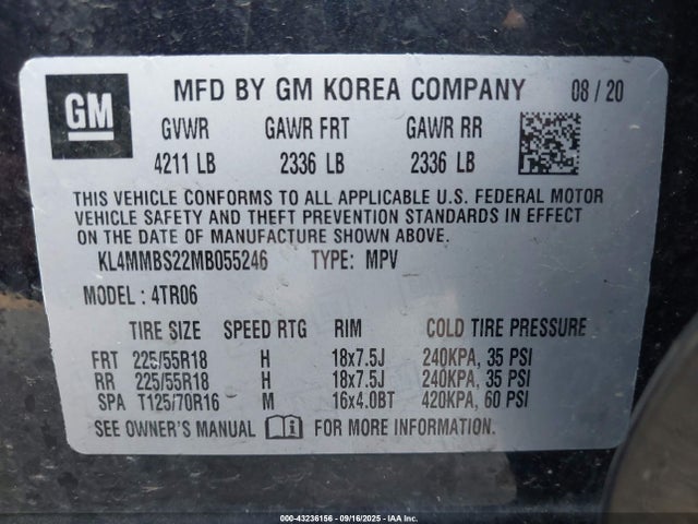 2021 Buick Encore Gx Fwd Preferred მანქანა იყიდება აუქციონზე, vin: KL4MMBS22MB055246, აუქციონის ნომერი: 43236156