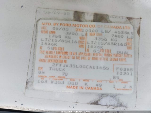 1986 FORD F350 2FTJW35L0GCA11655 Photo 8