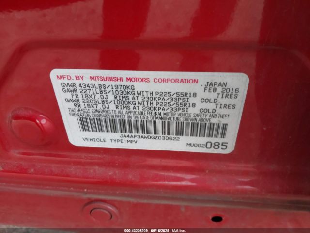 2016 MITSUBISHI OUTLANDER SPORT JA4AP3AW0GZ030622 Photo 8