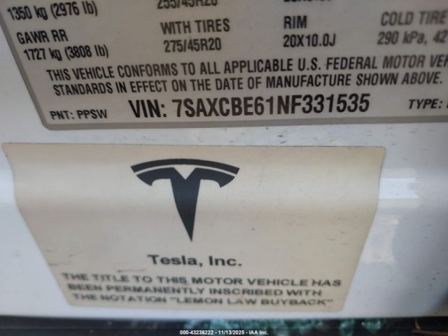2022 TESLA MODEL X 7SAXCBE61NF331535 Photo 8