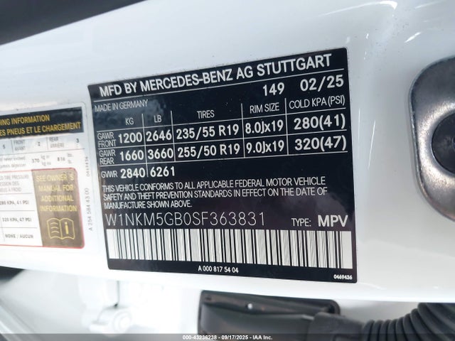 W1NKM5GB0SF363831 Mercedes-Benz m254