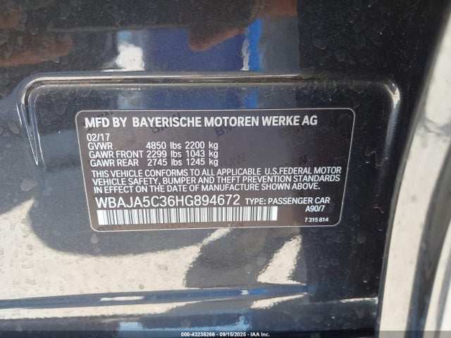 WBAJA5C36HG894672 BMW 530I