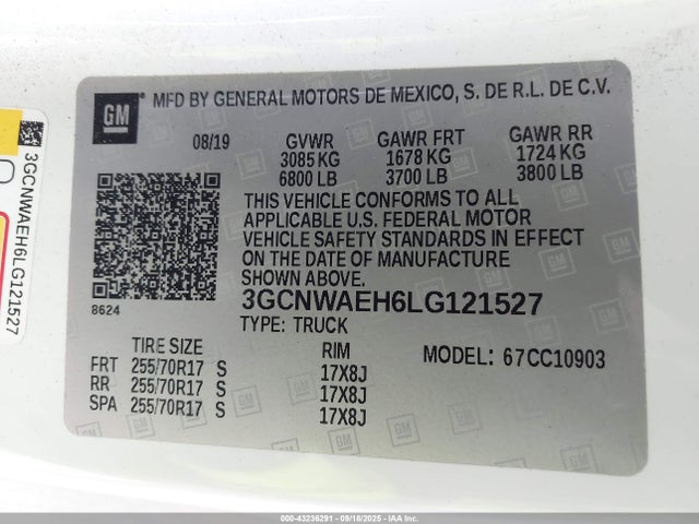 3GCNWAEH6LG121527 Chevrolet lv3 - gen 5, sidi, vvt, ohv, e85 max alum