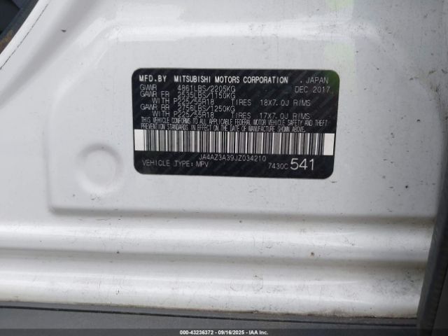 2018 MITSUBISHI OUTLANDER JA4AZ3A39JZ034210 Photo 8