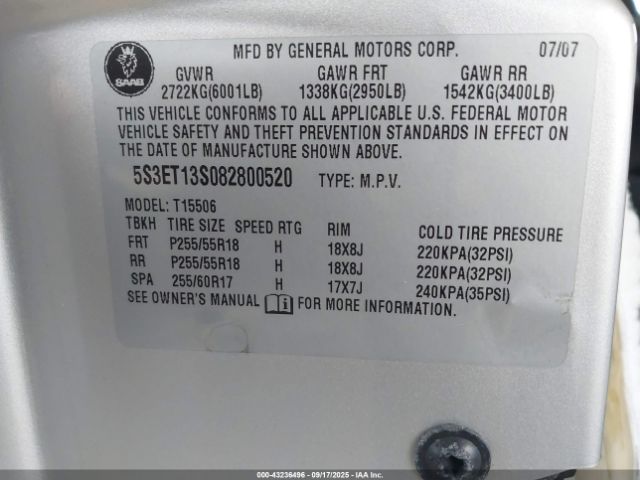 2008 SAAB 9-7X 5S3ET13S082800520 Photo 8