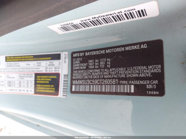 2012 MINI COOPER WMWSU3C59CT260581 Photo 8